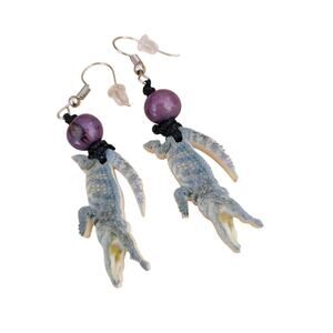 Everglades Alligators tagua earrings by Allie tropical nature jewelry